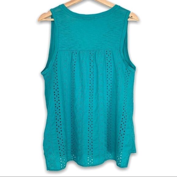 ANTHRO Eri+Ali Teal Eyelet Lace Back Tank Top - Picture 4 of 6